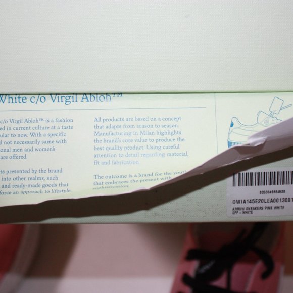 OFF-WHITE Virgil Abion Women’s Arrow Sneakers Pink Size 37 used with Box - Picture 7 of 7